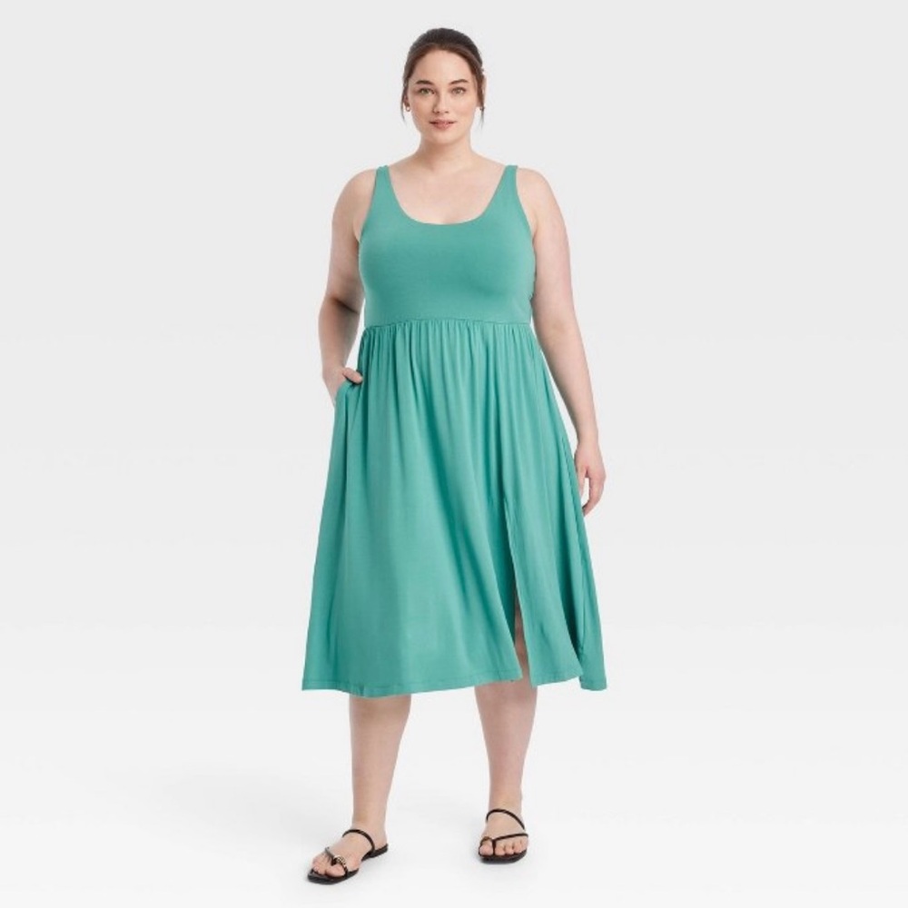 Sleeveless Teal Midi Dress